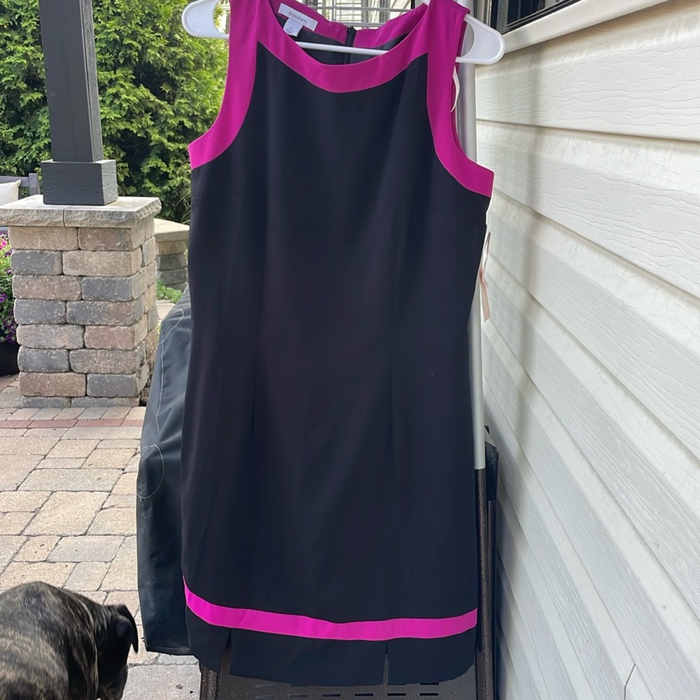 Black and fushia sleeveless dress size 12 -NEW with tags